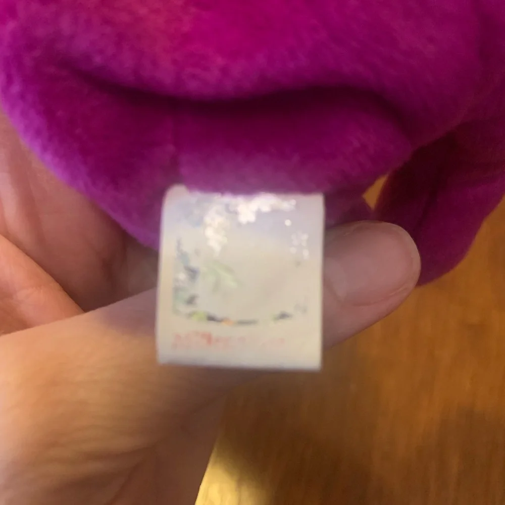 Ty Beanie Baby Millennium Bear 2000 Magenta Plush Bear Globe Embroidery
